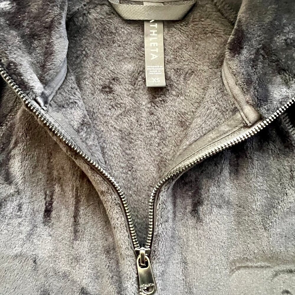 Athleta Velour Full Zip Jacket Color Black Size XS - Picture 3 of 4